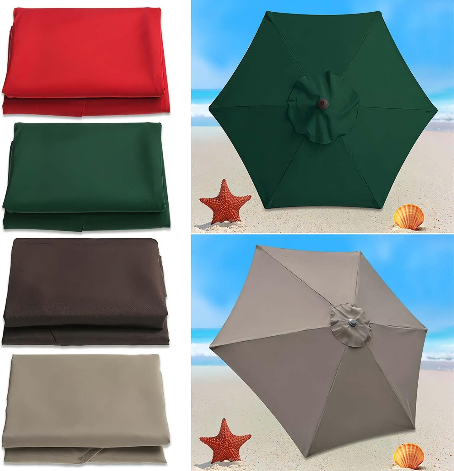 3m Replacement Outdoor Umbrella Canopy | 8-Rib | UPF 30+ Waterproof | Multiple Colours