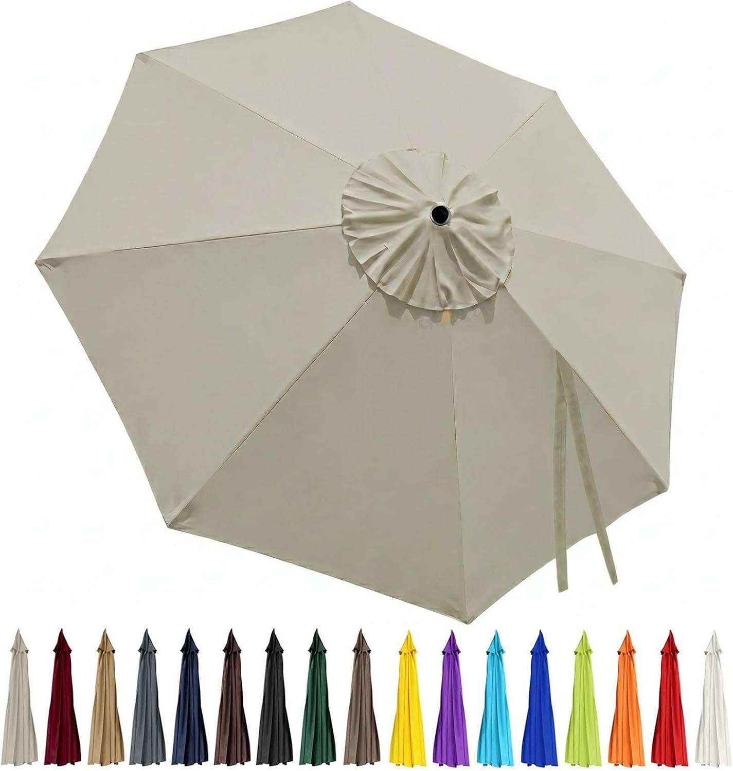 3m Replacement Outdoor Umbrella Canopy | 8-Rib | UPF 30+ Waterproof | Multiple Colours