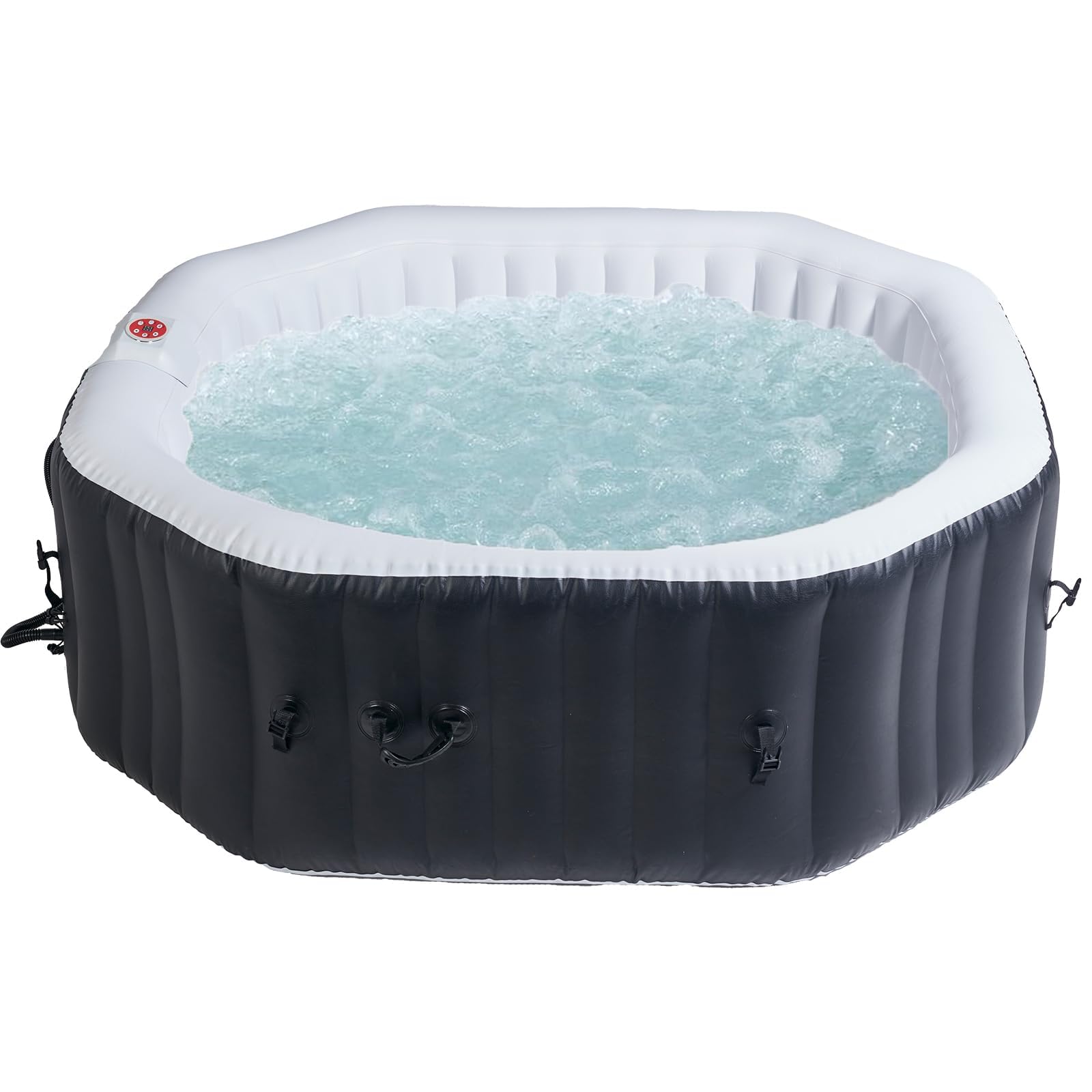2-3 Person Octagonal Inflatable Hot Tub - 130 Air Jets (Black)