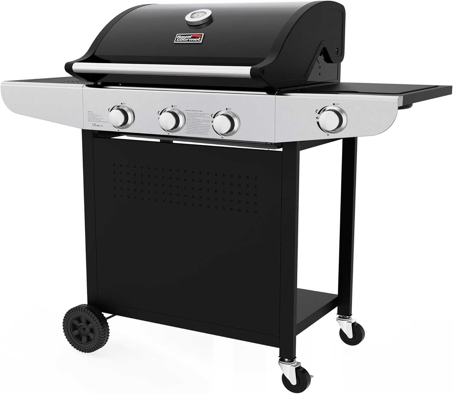 Royal Gourmet Gas Barbecue Grill with 3 Burners and Side Burner – Durable Cast Iron Grates, Spacious Outdoor BBQ Grill