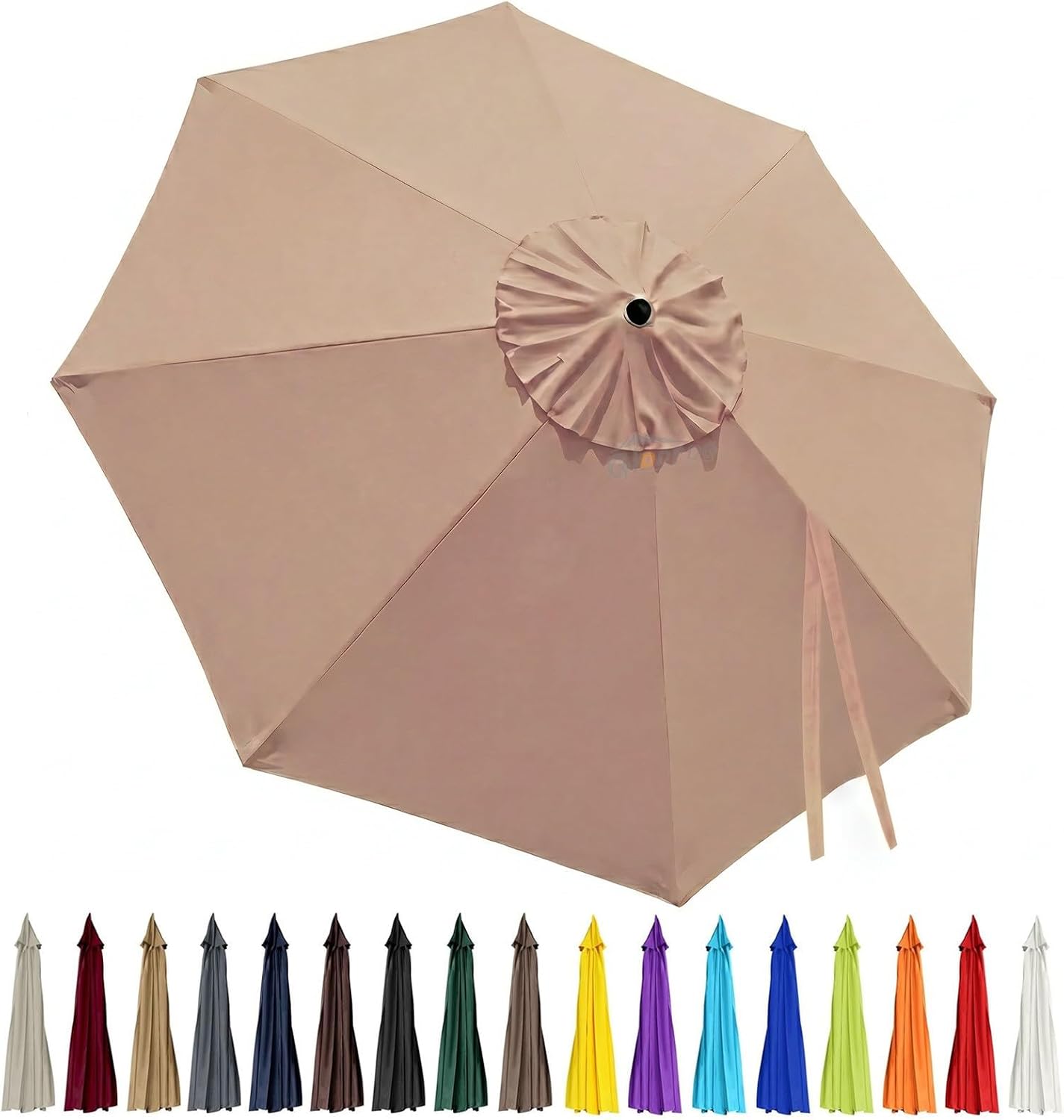 3m Replacement Outdoor Umbrella Canopy | 8-Rib | UPF 30+ Waterproof | Multiple Colours