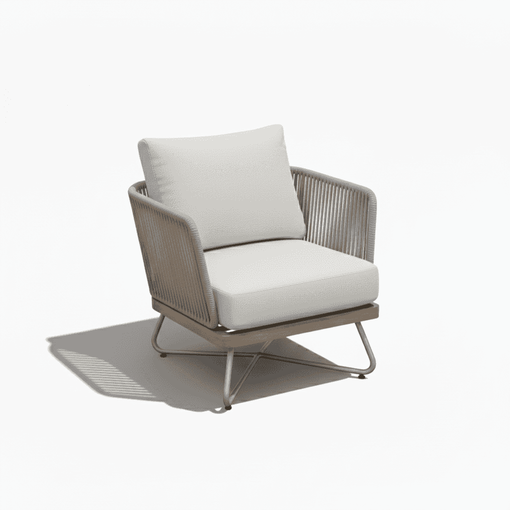 7-seater aluminum outdoor lounge set by , featuring comfortable cushions and a modern design in a garden setting.