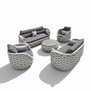 Outdoor 7-seater sofa set with table from The Outdoor Furniture Market, featuring 3+2+1+1 seating in a stylish garden design.