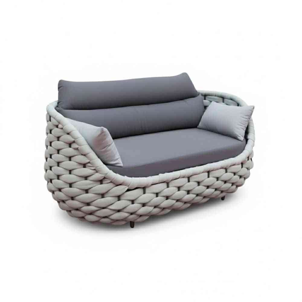 7-seater outdoor sofa set with table from The Outdoor Furniture Market, featuring 3+2+1+1 seating with cushions in a garden setting