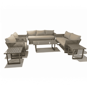 7-seater outdoor aluminum lounge set by , featuring plush cushions and modern design in a garden setting.