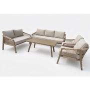 Modern outdoor lounge set with sofa, armchairs, and coffee table from The Outdoor Furniture Market