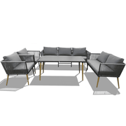7 seater rope design lounge set featuring stylish seating and durable outdoor materials.