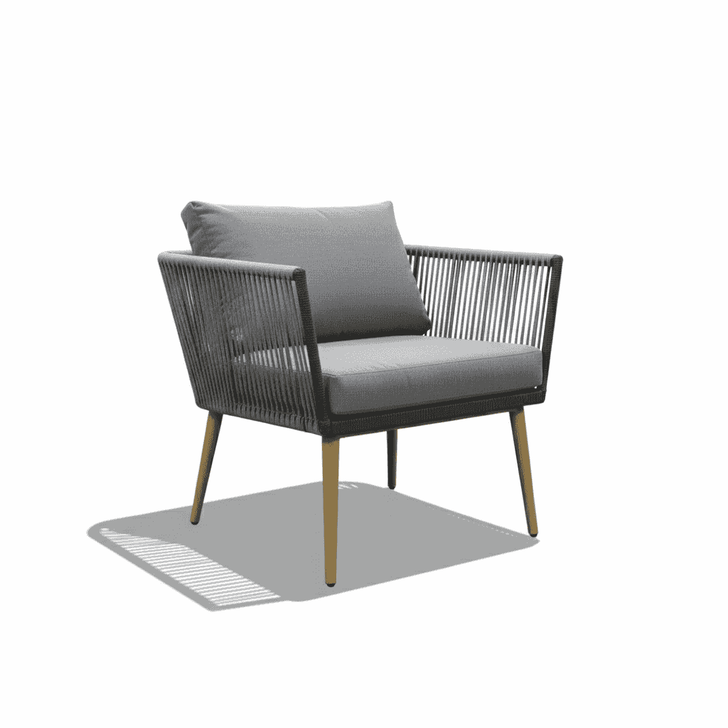 7 seater rope design lounge set featuring plush cushions and a stylish outdoor arrangement.