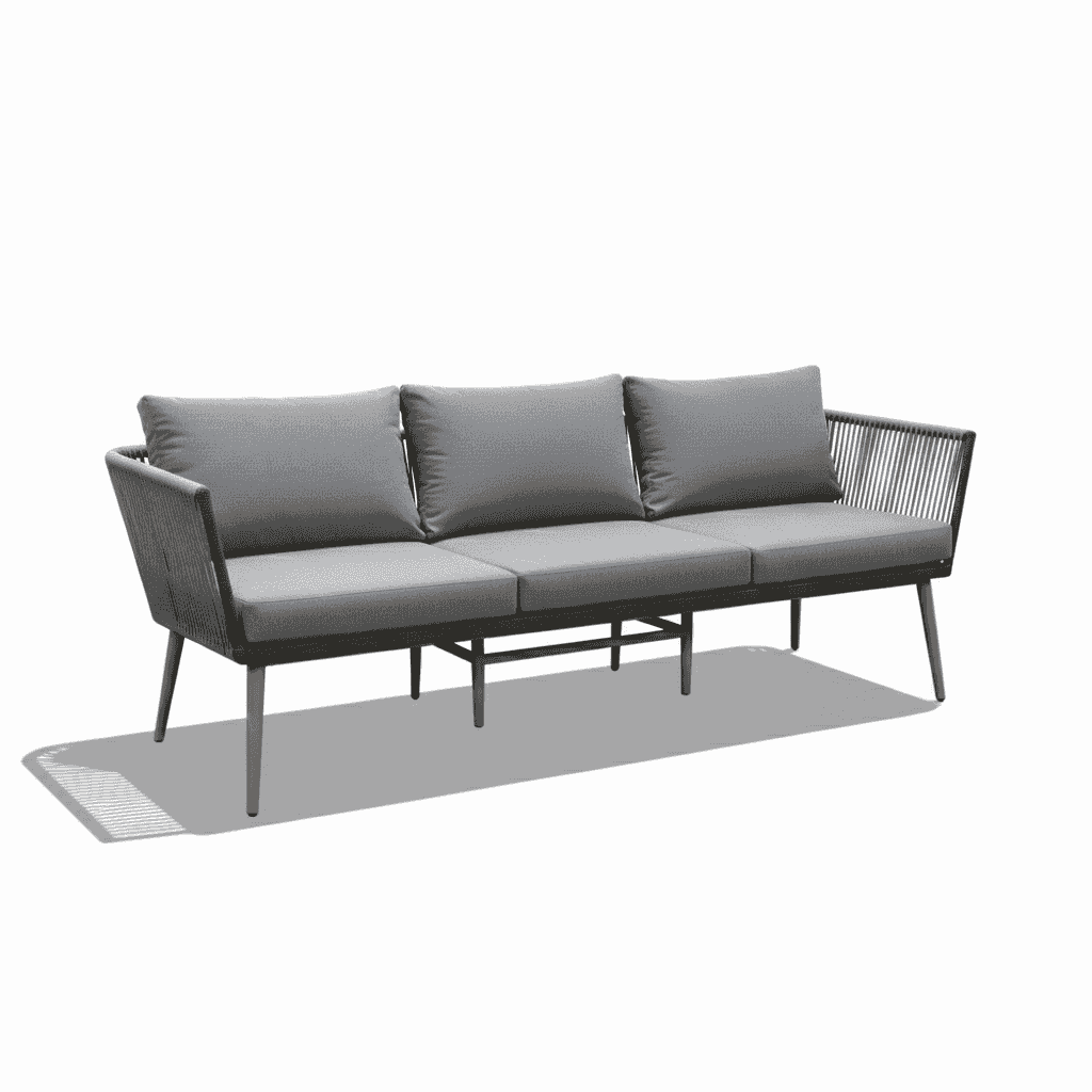 7 seater lounge set featuring a stylish rope design, perfect for outdoor relaxation and gatherings.