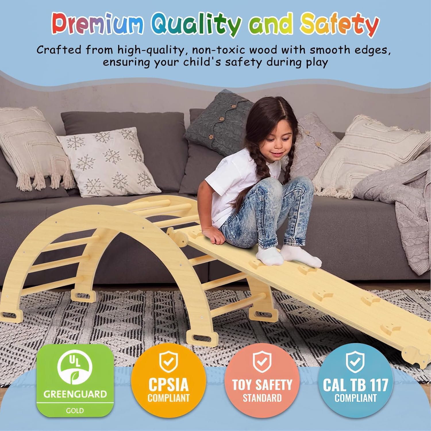 Beauenty 6-in-1 Indoor Jungle Gym - Montessori Climbing Frame for Kids 3+ - The Outdoor Furniture Market 