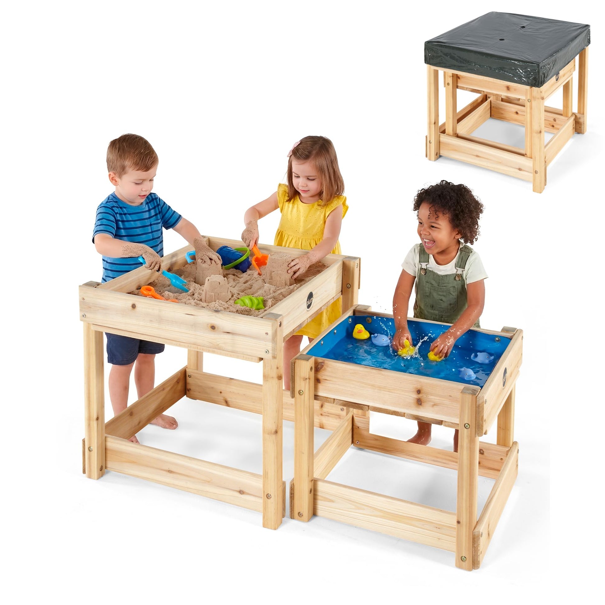 Surfside 3-in-1 Sand & Water Table with Parasol - Wooden Outdoor Play - The Outdoor Furniture Market 