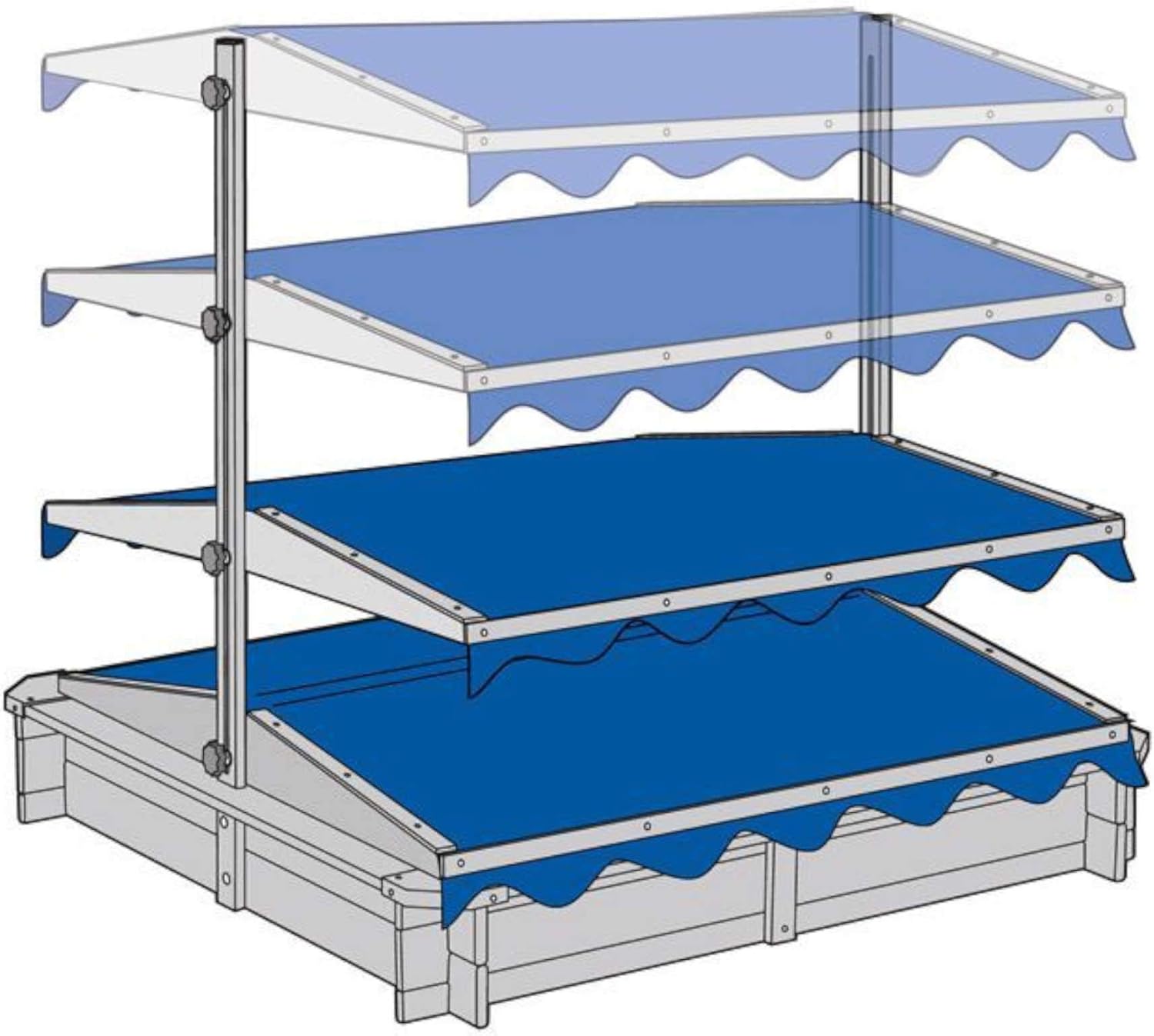 Wooden Sandpit with Adjustable Roof - Large Sandbox with UV Protection - The Outdoor Furniture Market 