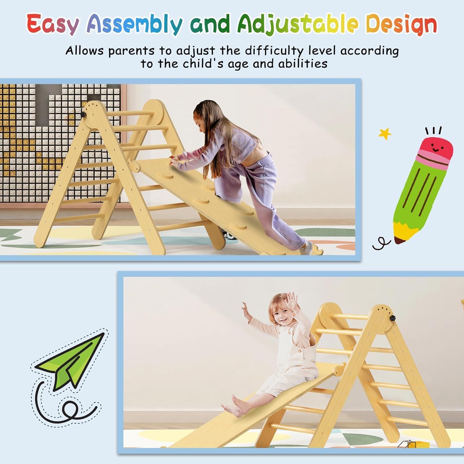 Beauenty 6-in-1 Indoor Jungle Gym - Montessori Climbing Frame for Kids 3+ - The Outdoor Furniture Market 