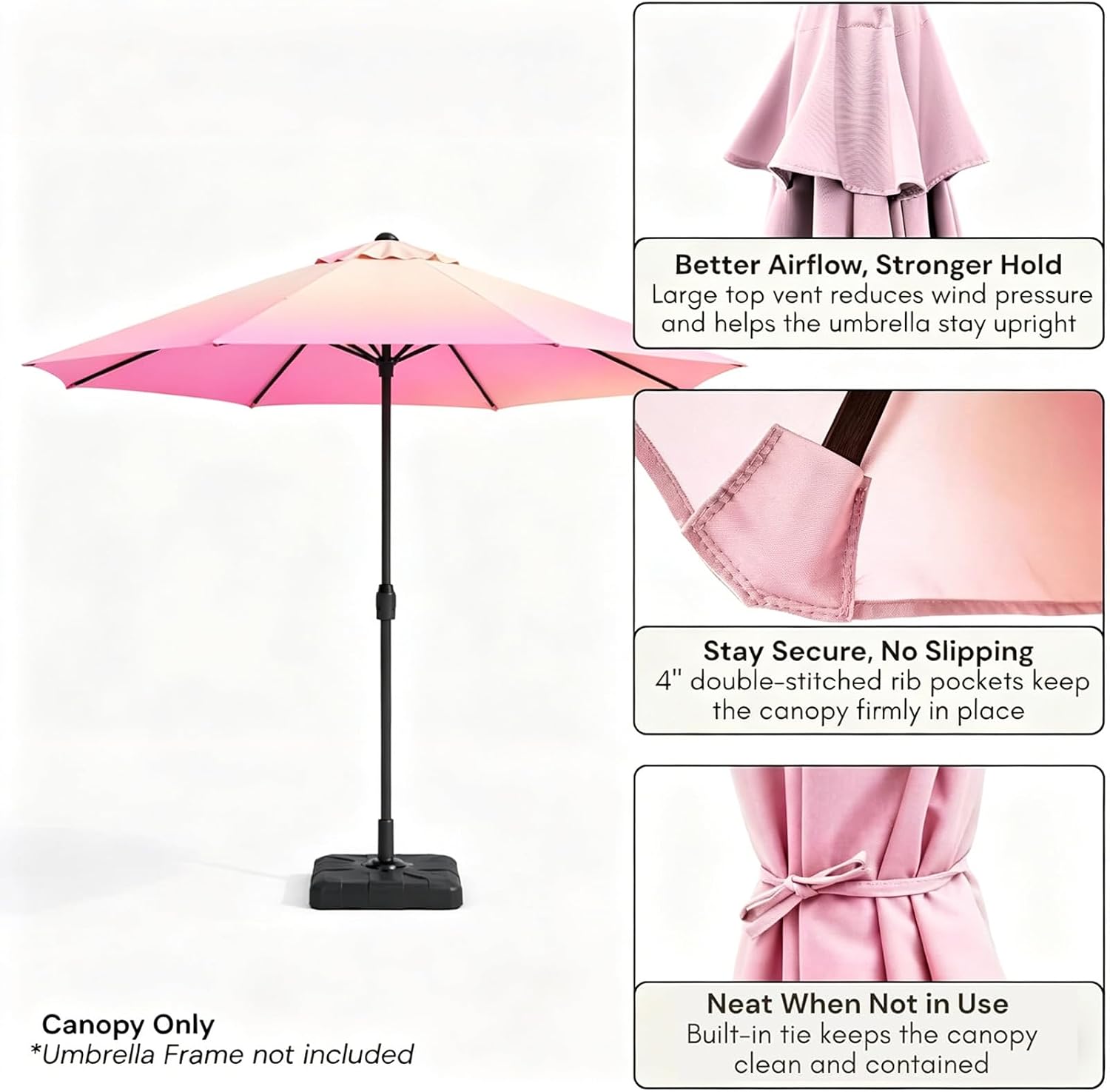 3m Replacement Outdoor Umbrella Canopy | 8-Rib | UPF 30+ Waterproof | Multiple Colours