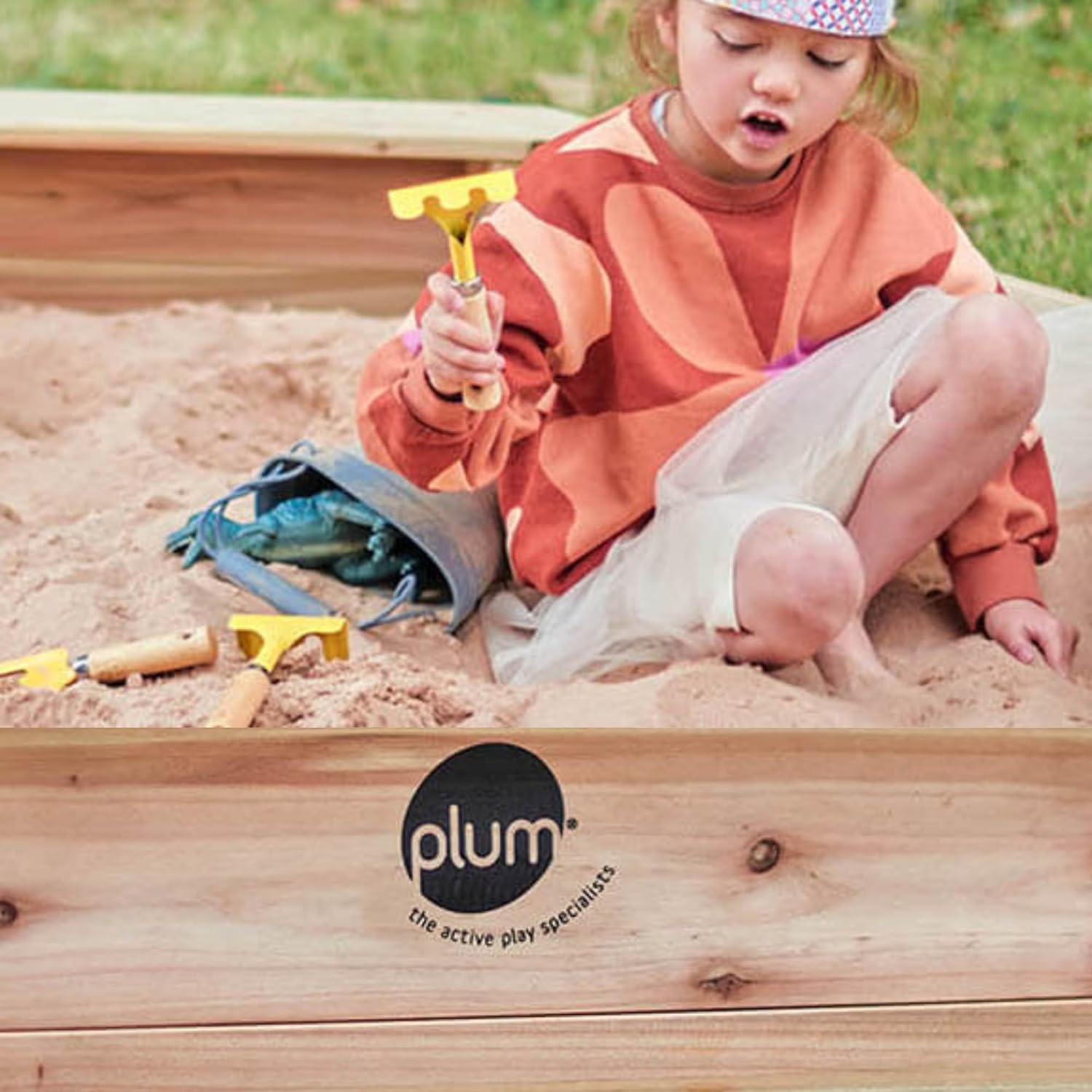 Octagonal Wooden Sandpit - Natural Wood Sandbox with Cover & Liner - The Outdoor Furniture Market 