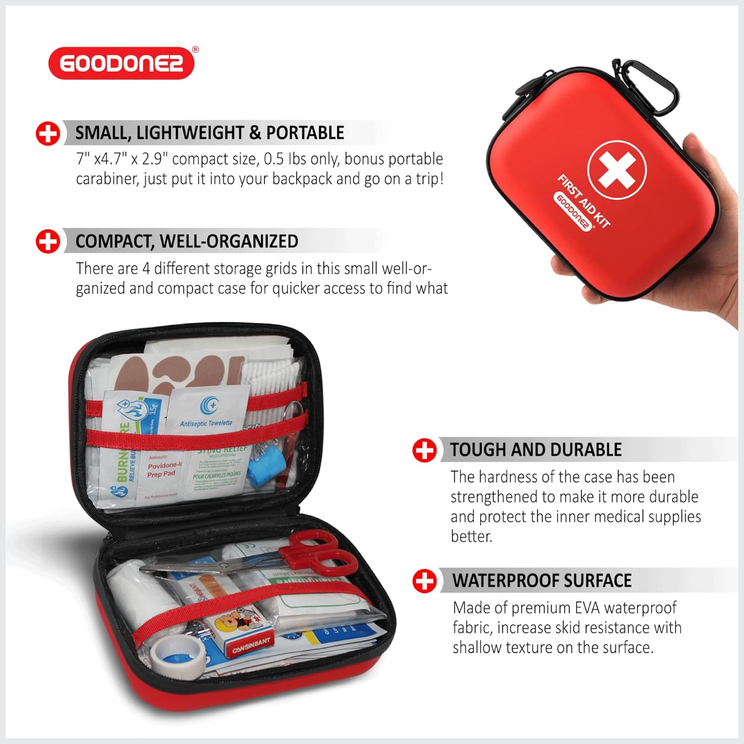 200 Pcs First Aid Kit + Survival kit for Treat, Protect Minor Cuts, Scrapes. Home, Office, Car, School, Business, Travel, Emergency, Survival, Hunting, Outdoor, Camping & Sport Red