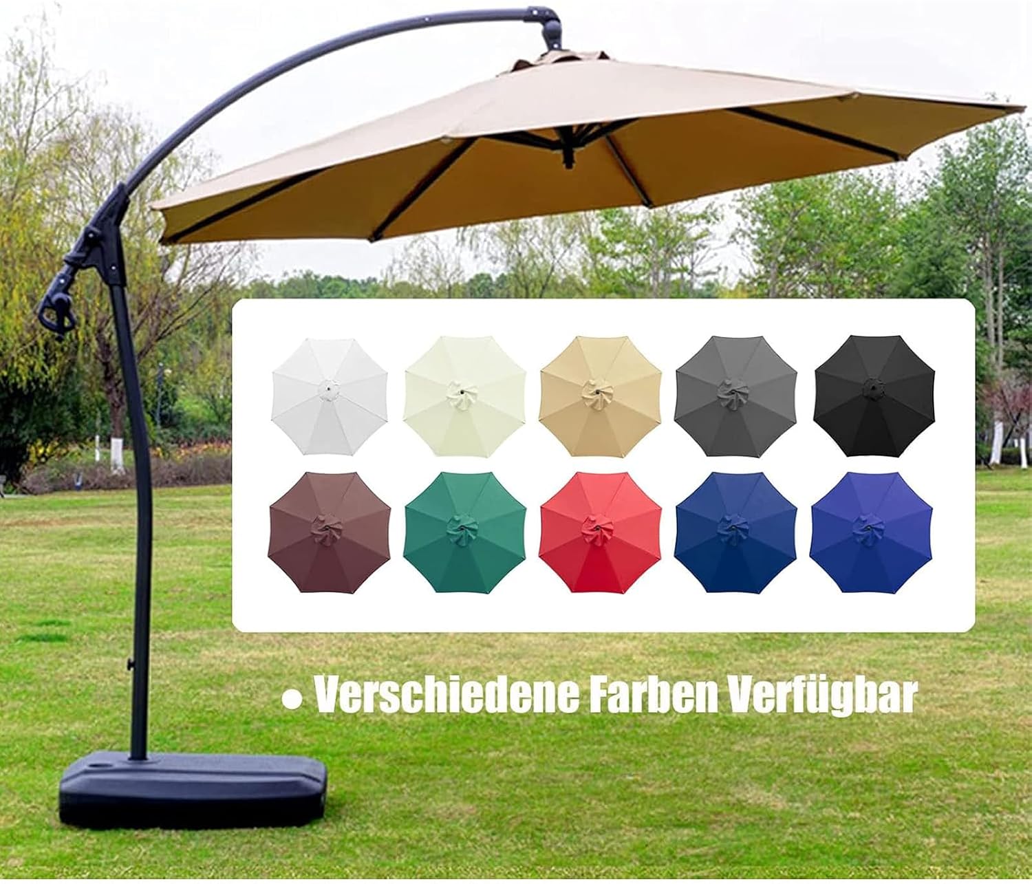 3m Replacement Outdoor Umbrella Canopy | 8-Rib | UPF 30+ Waterproof | Multiple Colours
