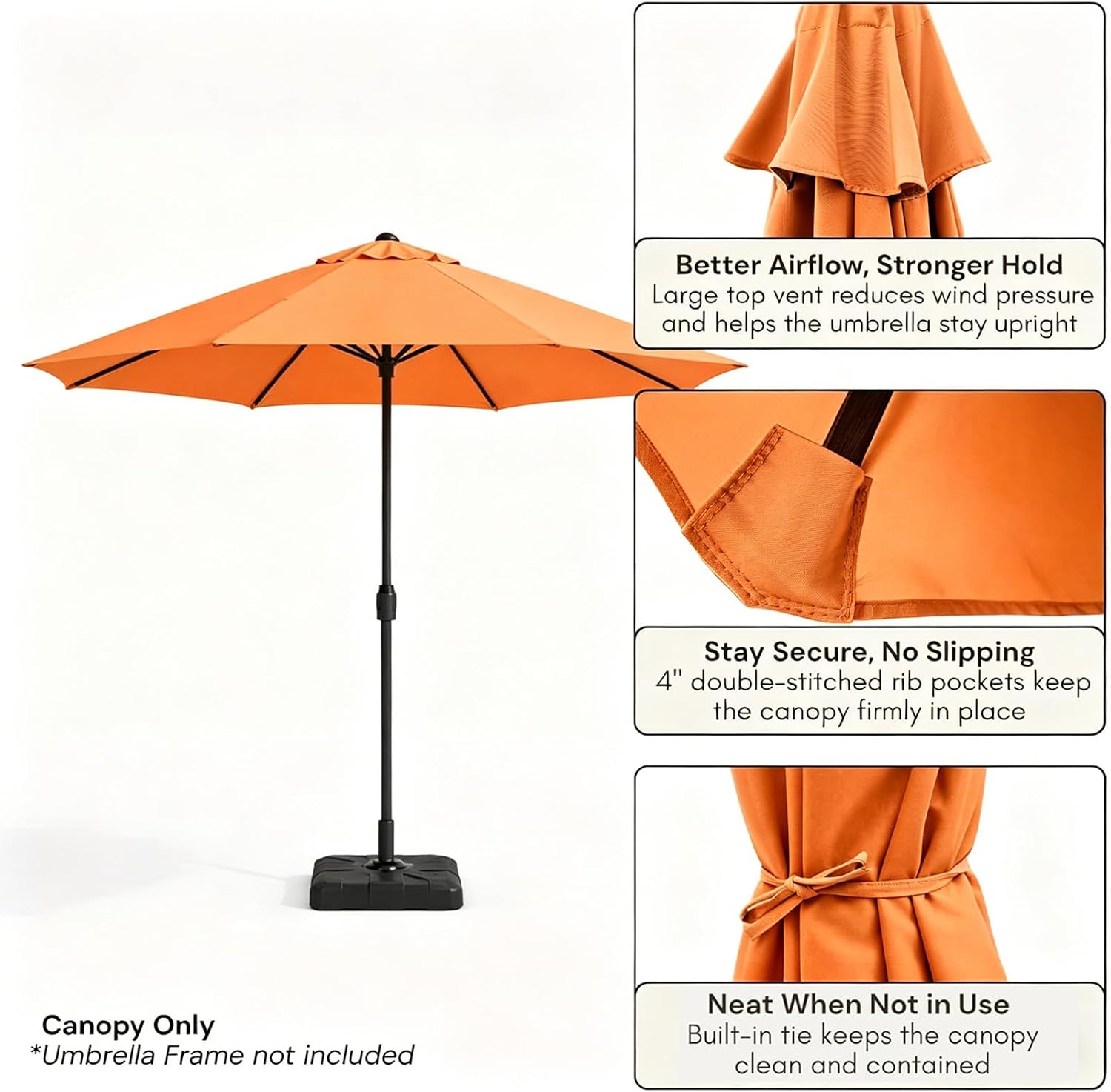 3m Replacement Outdoor Umbrella Canopy | 8-Rib | UPF 30+ Waterproof | Multiple Colours