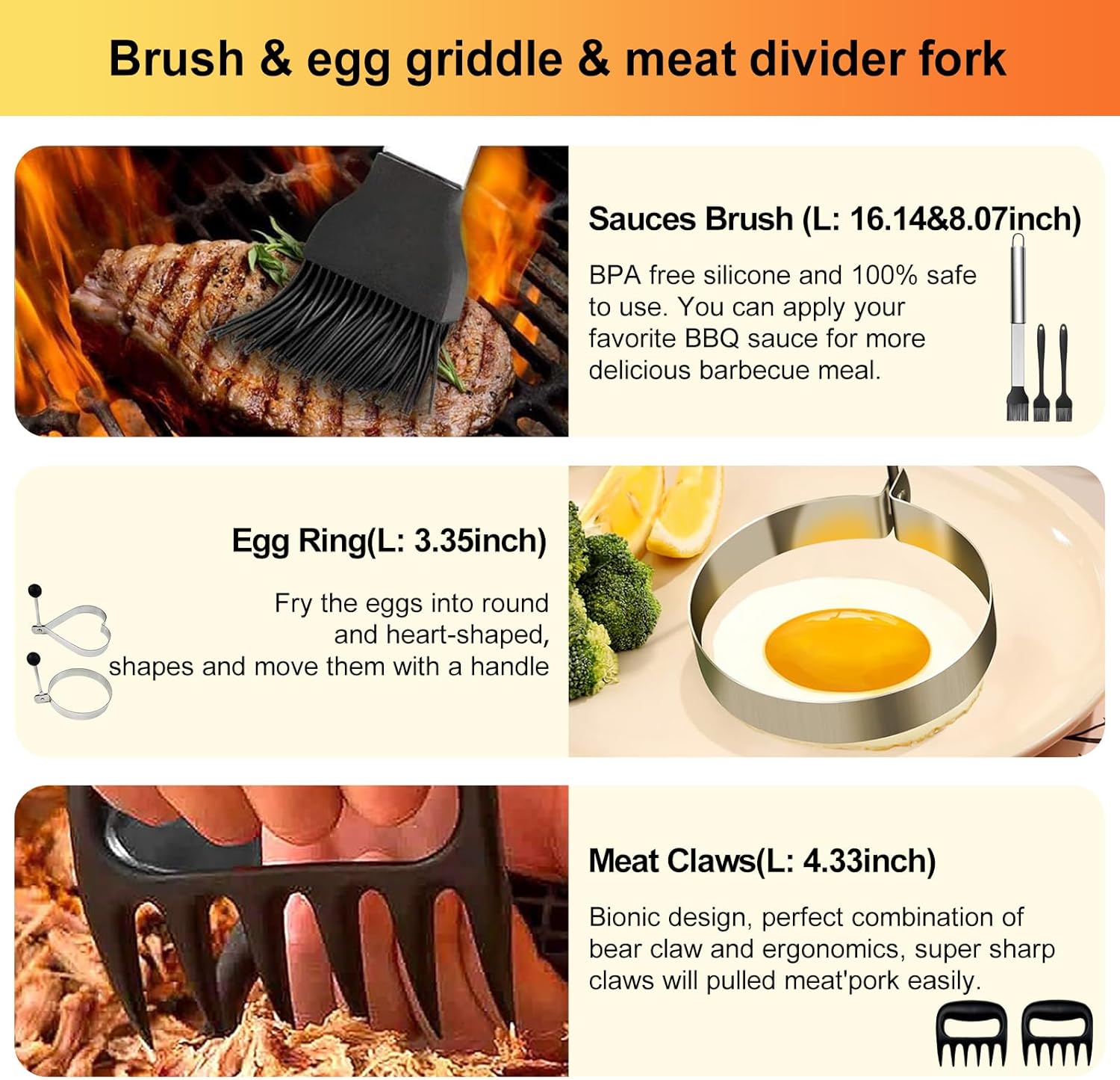 46pcs BBQ Grill Accessories Kit, Heavy Duty Stainless Steel Grill Tools Set with Long Handle, All-in-One Grilling Utensils Set for Outdoor Cooking for Men, Dad & Grillers