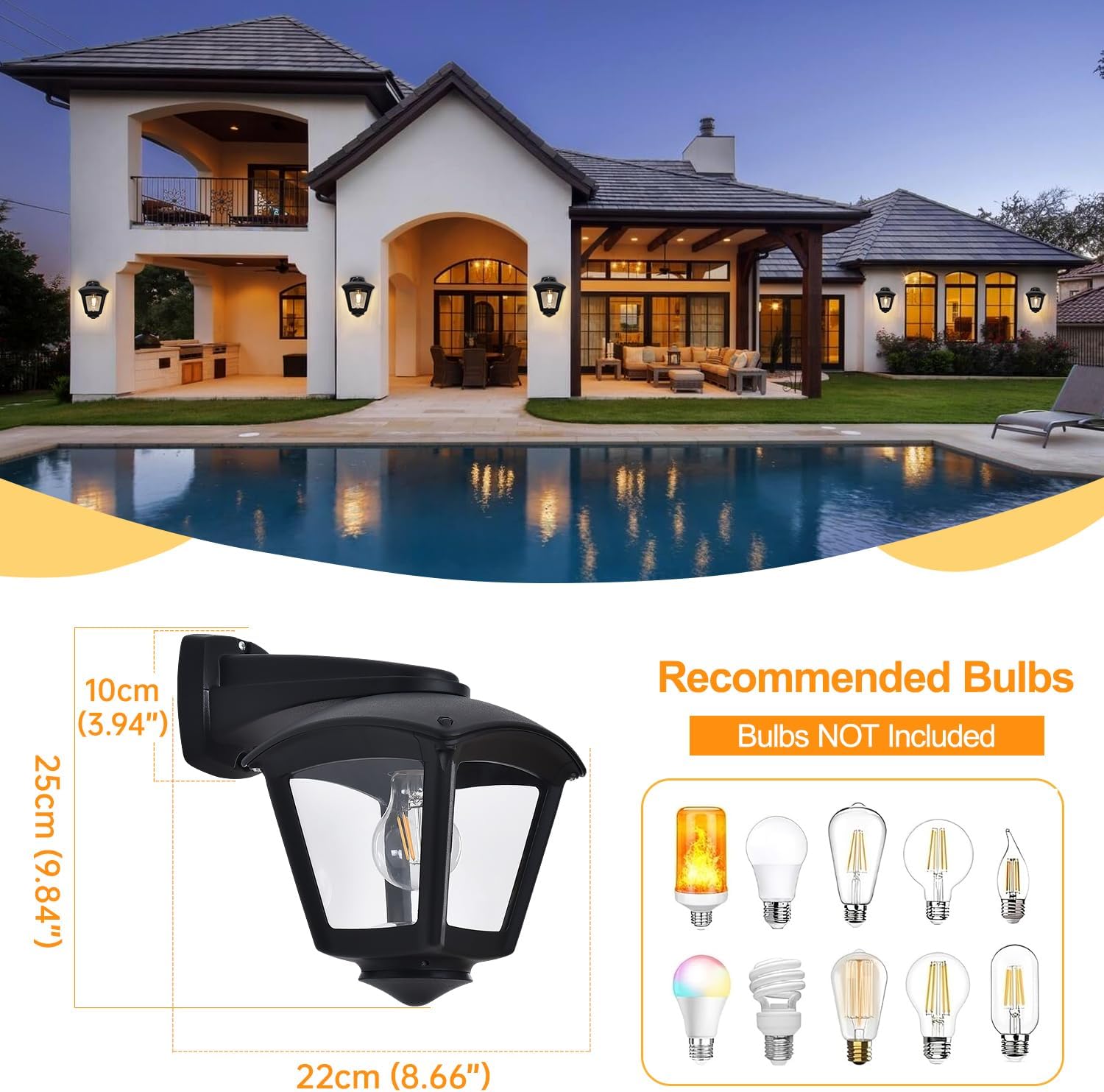 Modern Outdoor Wall Lantern - Waterproof E27 Sconce Light - The Outdoor Furniture Market 