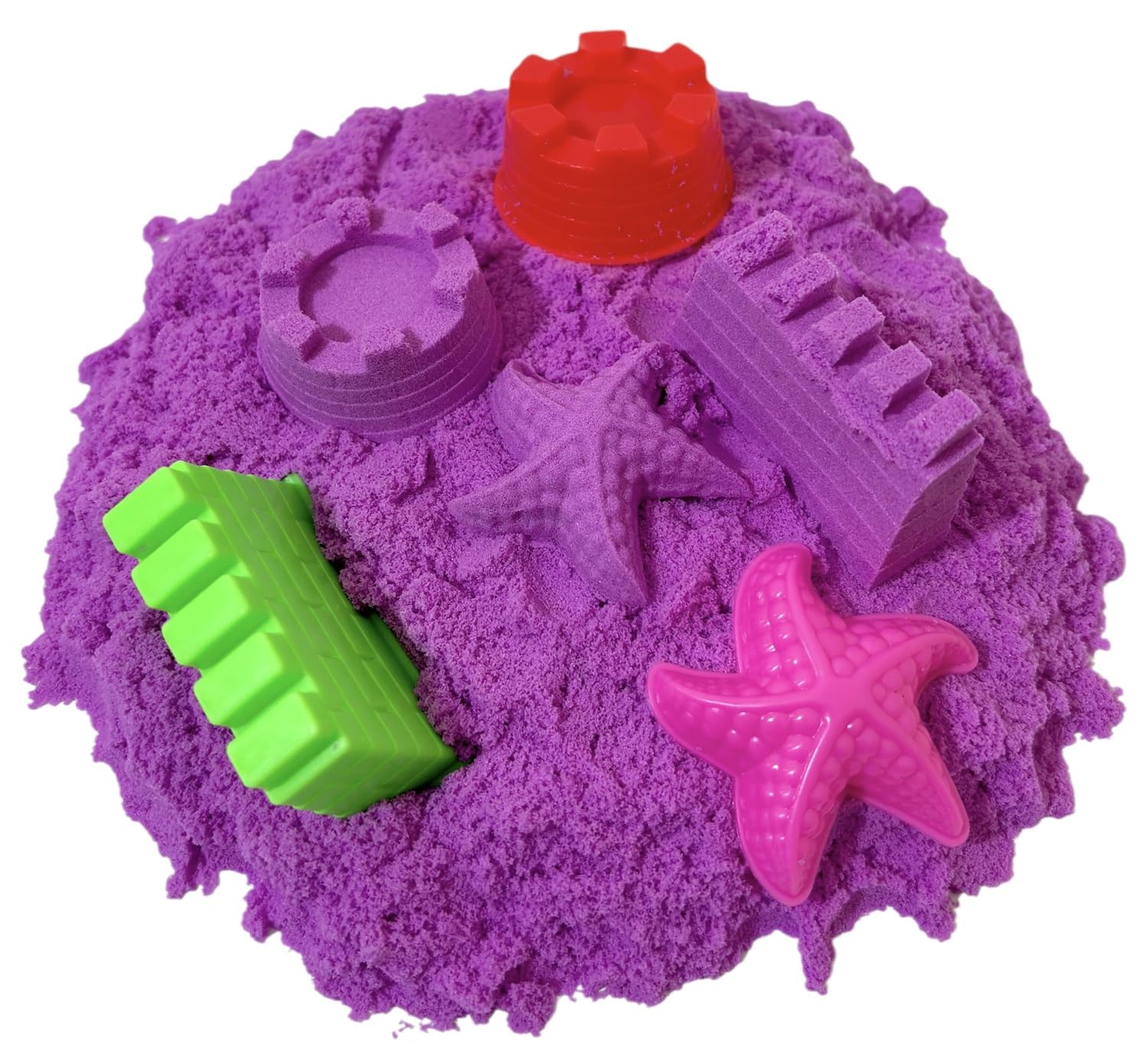 Play Sand Green Color 500gm LUCKY STARZZZ Non Sticky & Never Dries,Non-Toxic Quality Sand Bucket Comes With Different Shape Molds is Creative Fun For Kids (PSLS02 GreenSand 500gm)