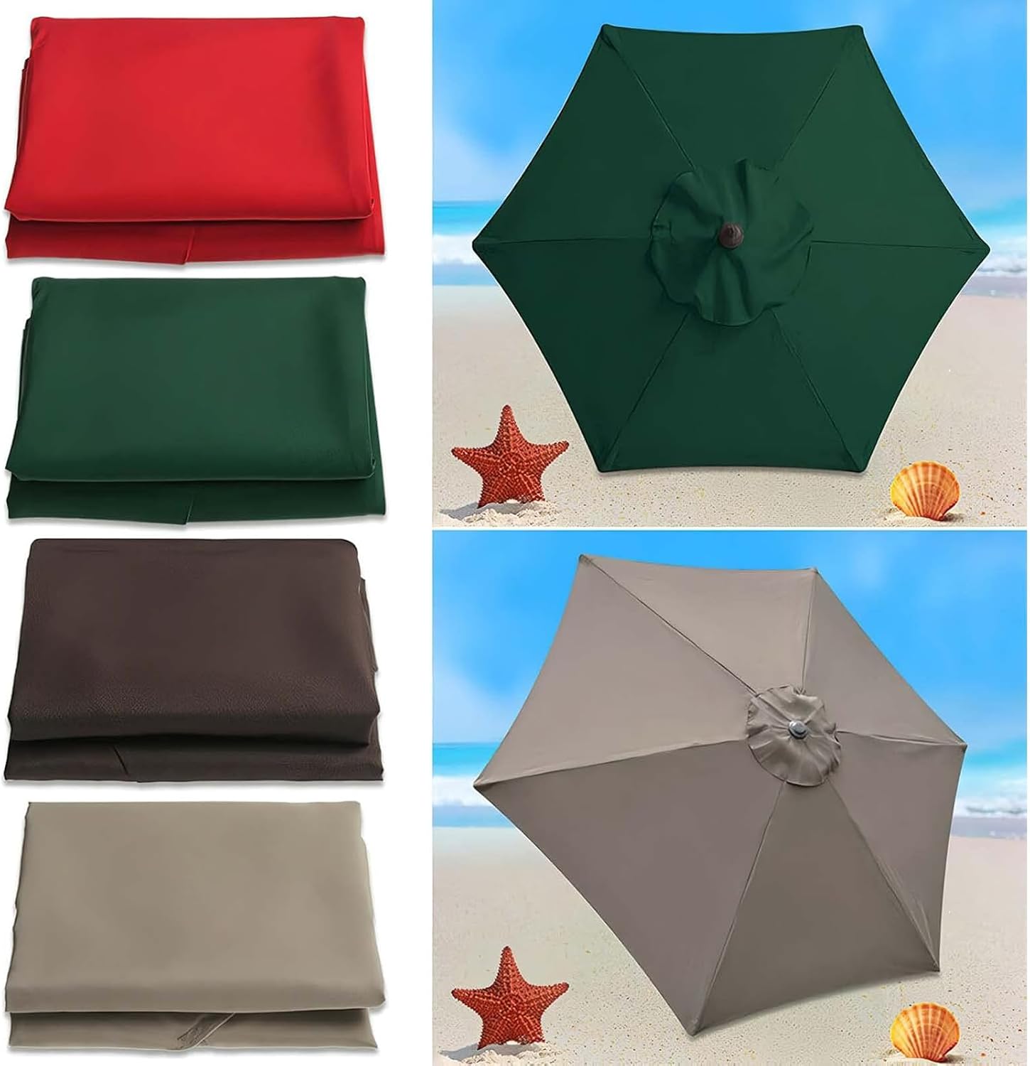 3m Replacement Outdoor Umbrella Canopy | 8-Rib | UPF 30+ Waterproof | Multiple Colours
