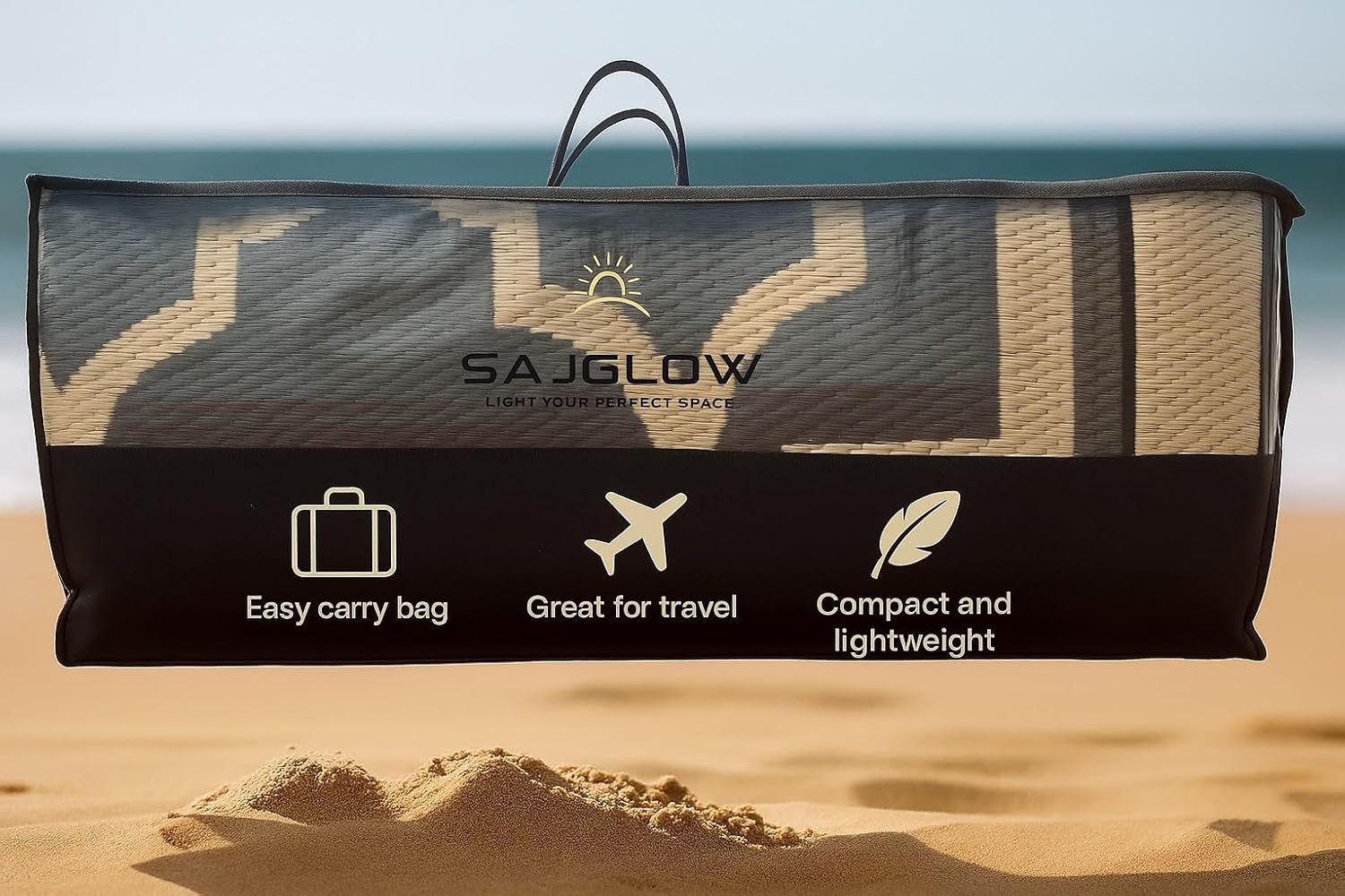 Camping Mat with LED Lights – Portable Outdoor Camping Mat with Edge Lighting | Desert, Wadi & Backyard Use | Foldable, Easy-Clean, Battery Operated & Durable (Khaki Cloud, 270x360)