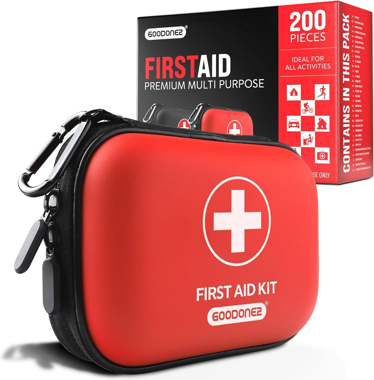 200 Pcs First Aid Kit + Survival kit for Treat, Protect Minor Cuts, Scrapes. Home, Office, Car, School, Business, Travel, Emergency, Survival, Hunting, Outdoor, Camping & Sport Red