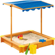 Sandpit with Sun Shade & Ice Cream Parlour large wooden sandbox digging box