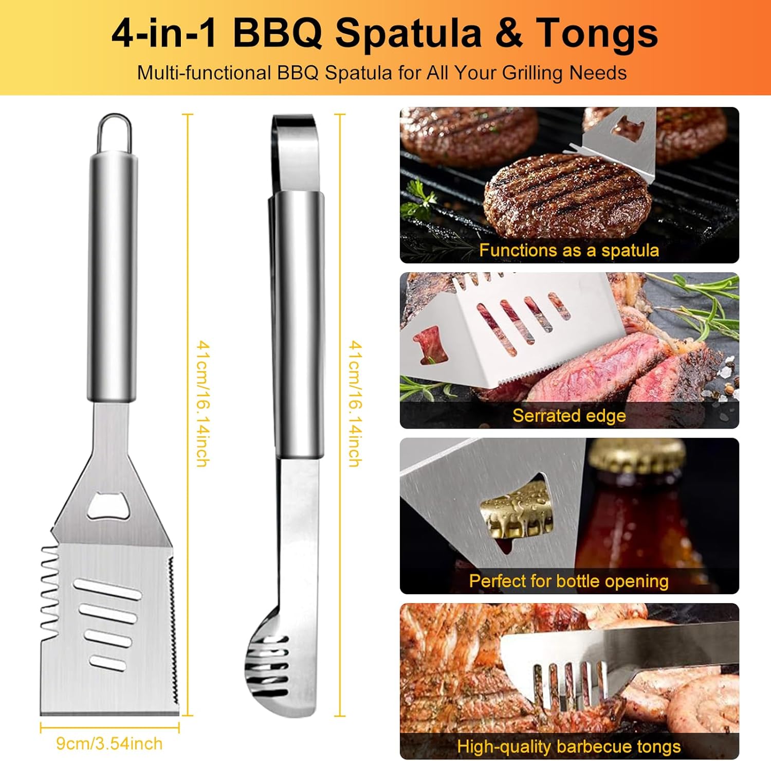 46pcs BBQ Grill Accessories Kit, Heavy Duty Stainless Steel Grill Tools Set with Long Handle, All-in-One Grilling Utensils Set for Outdoor Cooking for Men, Dad & Grillers