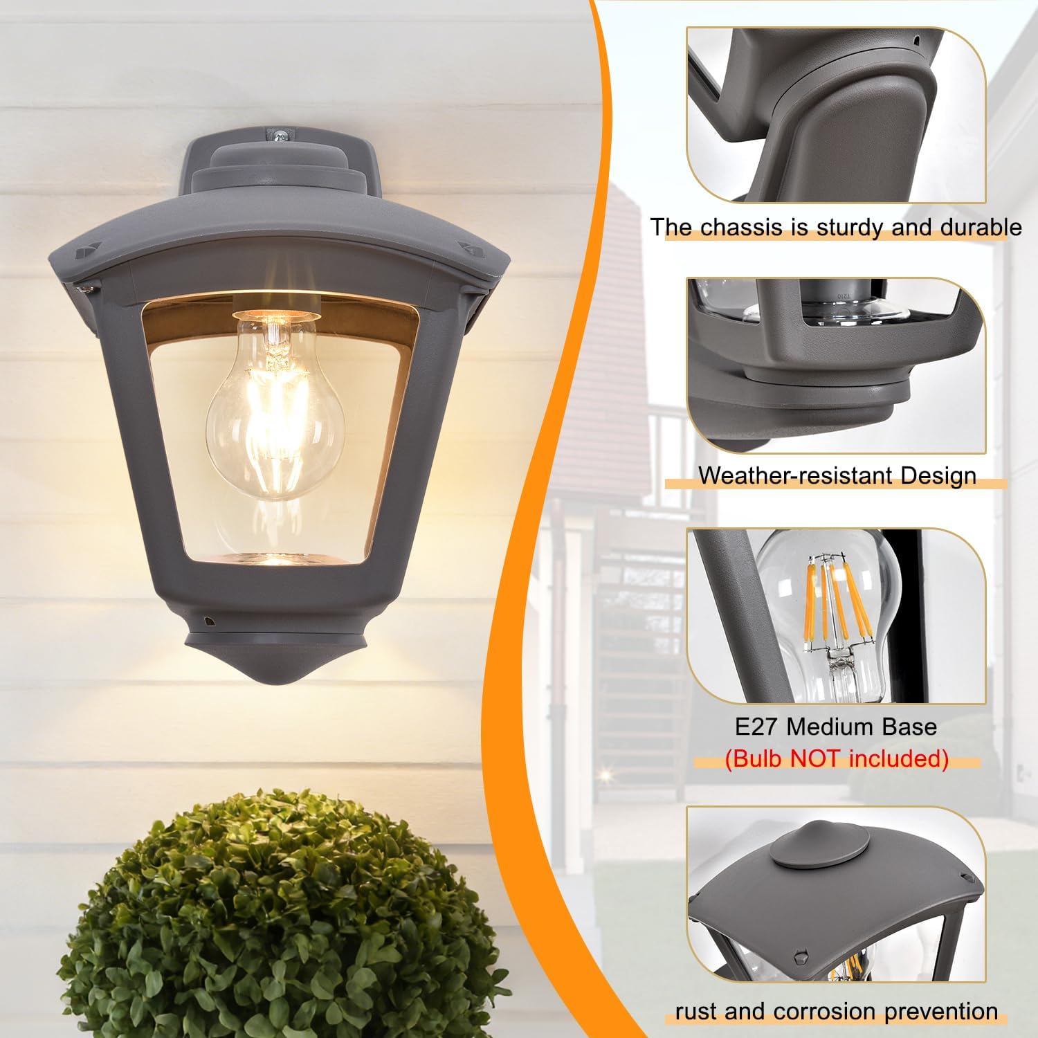 Modern Outdoor Wall Lantern - Waterproof E27 Sconce Light - The Outdoor Furniture Market 