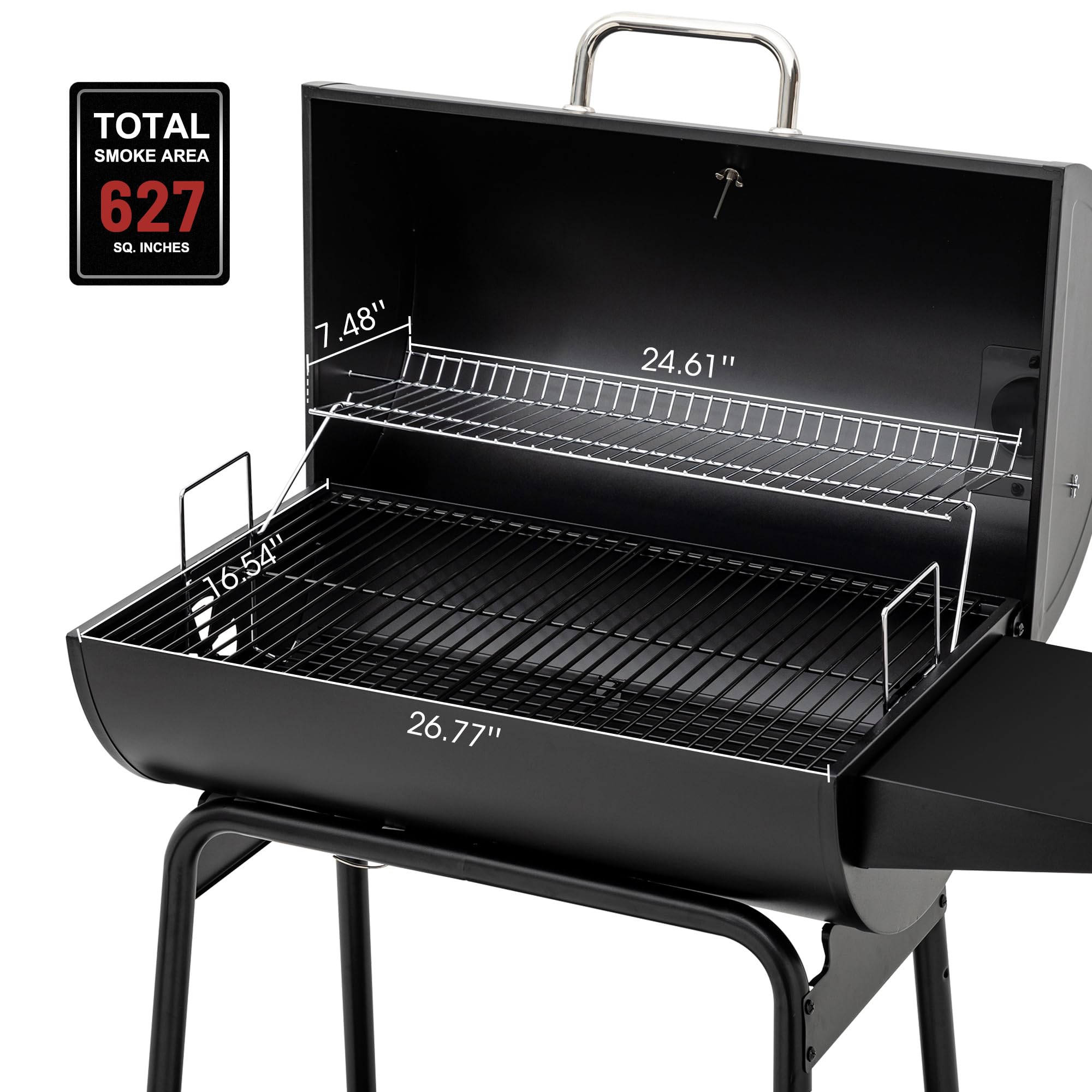 Royal Gourmet CC1830 30" Barrel Charcoal Grill - 627 sq.in Cooking Space