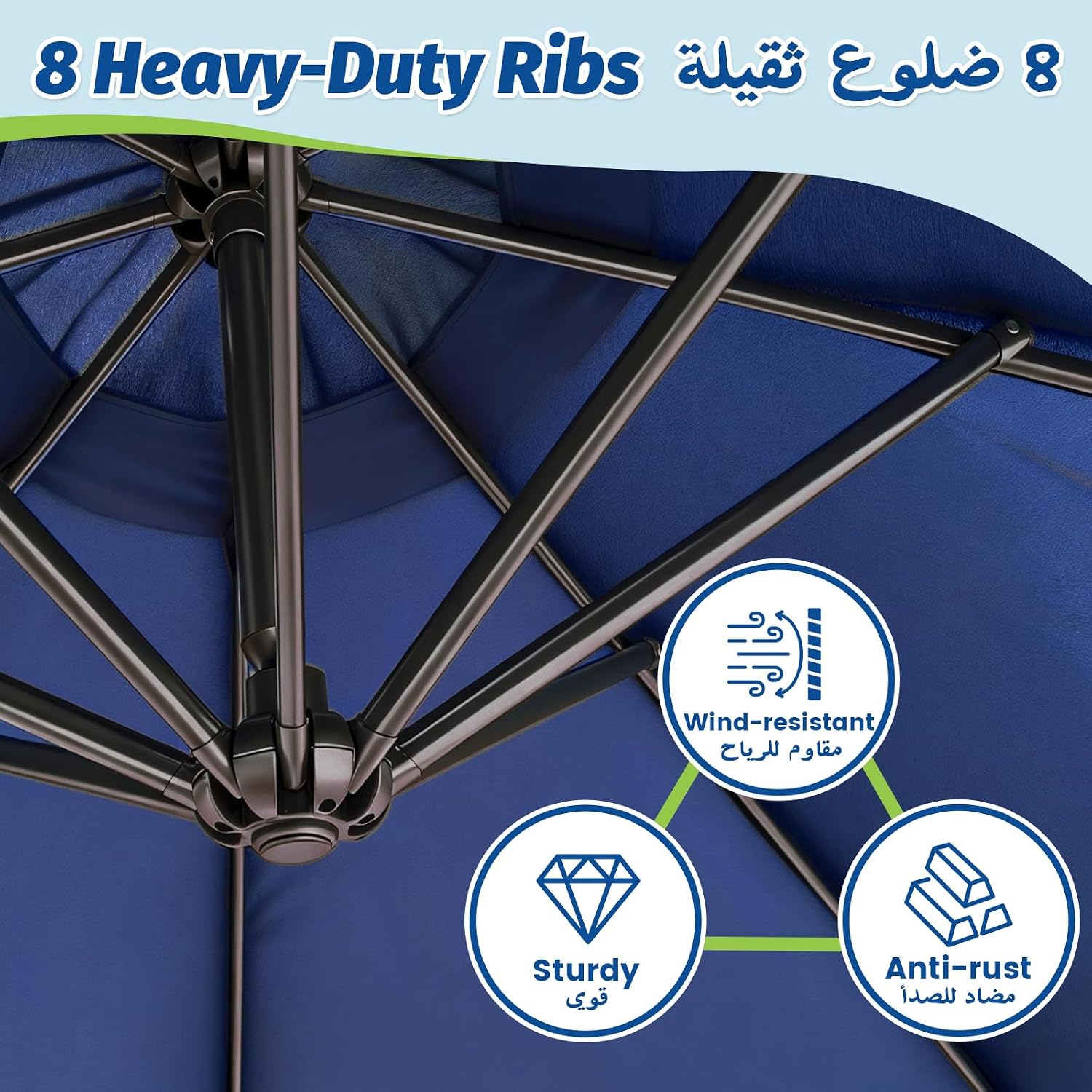 3m Cantilever Outdoor Umbrella | Cross Base | Adjustable Height & Tilt | Navy Blue
