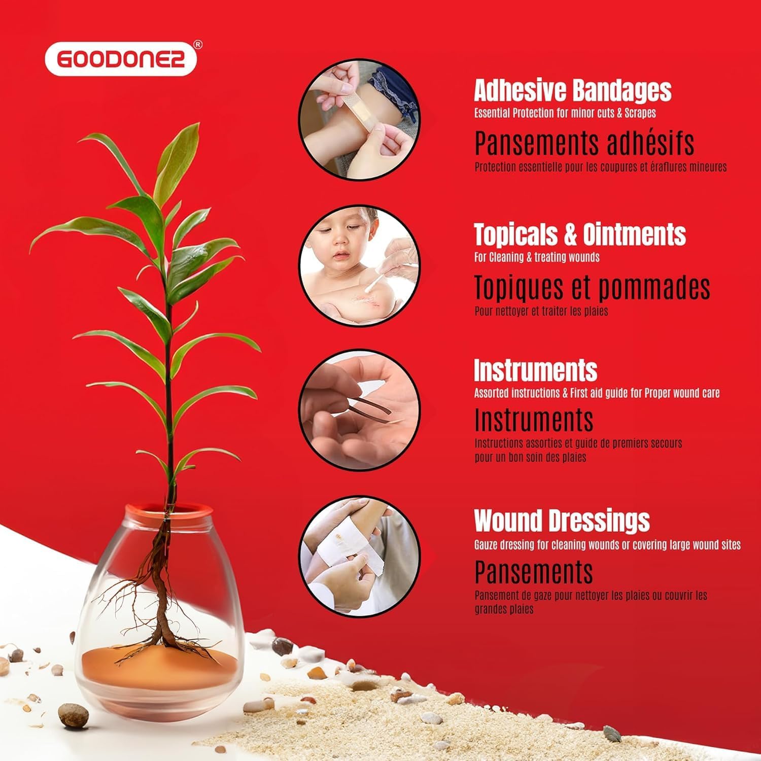 200 Pcs First Aid Kit + Survival kit for Treat, Protect Minor Cuts, Scrapes. Home, Office, Car, School, Business, Travel, Emergency, Survival, Hunting, Outdoor, Camping & Sport Red