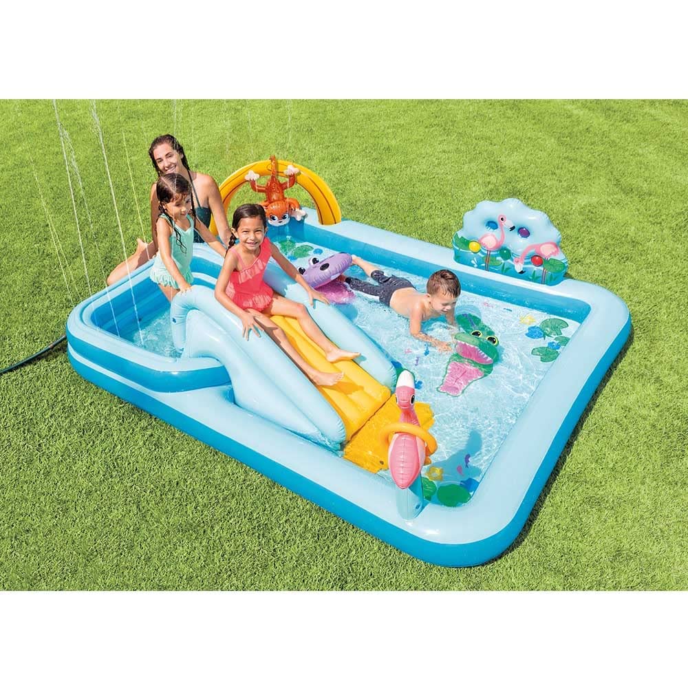 Jungle Adventures Water Play Center - Inflatable Pool with Slide & Games - The Outdoor Furniture Market 