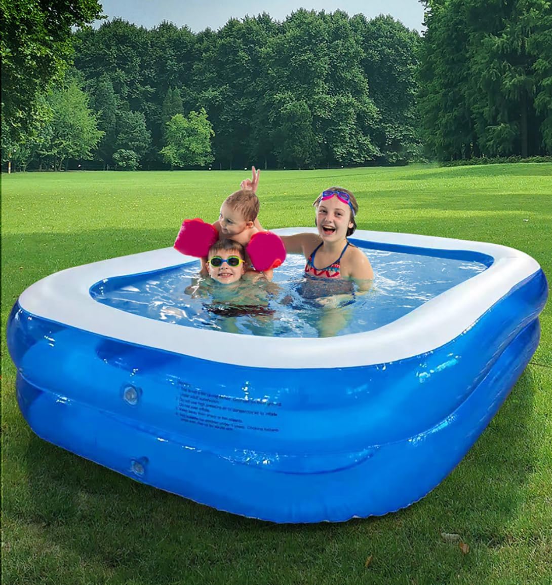 Large Inflatable Pool 390cm - Family Swimming Pool with Battery Pump - The Outdoor Furniture Market 