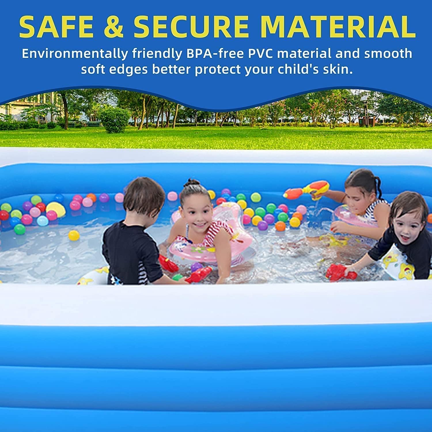 Large Inflatable Pool 390cm - Family Swimming Pool with Battery Pump - The Outdoor Furniture Market 