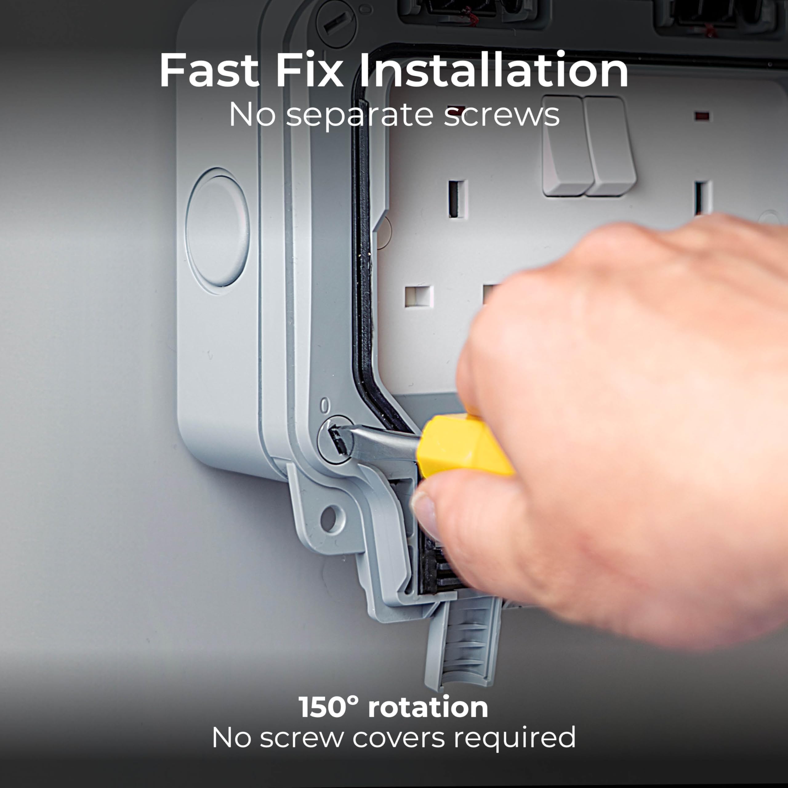 Weatherproof Outdoor Double Socket - IP66 Rated Grey - The Outdoor Furniture Market 