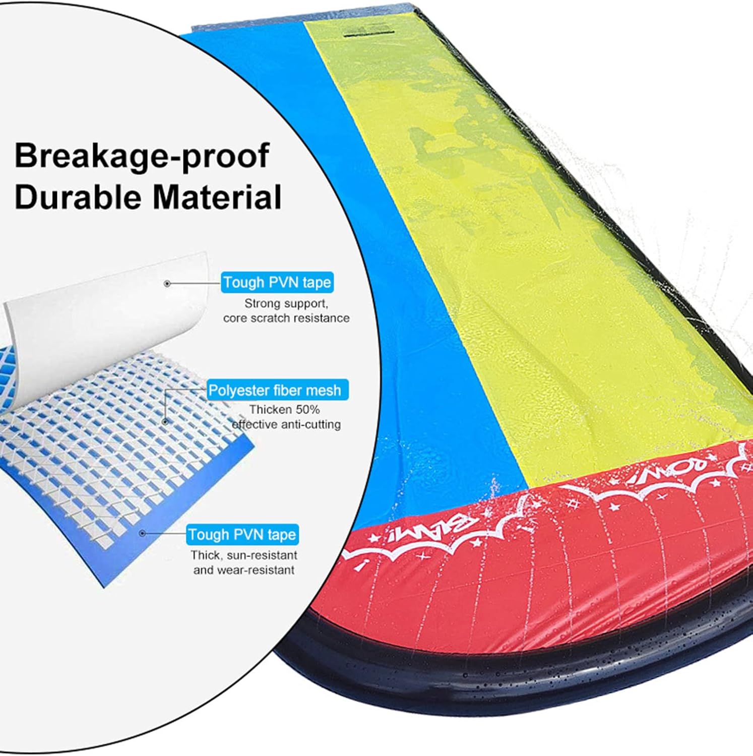 Moonmen Water Slip And Slide,2 Bodyboards+beach ball, Lawn Water Slides Slip Water Splash Pad for kids,Sprinkler Mat for Kids, Large Size Outdoor Splash Play Mat Water splash pool Water Fun For Kids