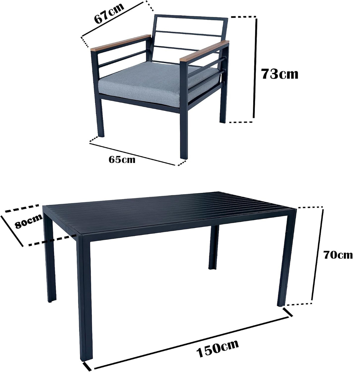 Durable aluminum outdoor sofa set with waterproof cushions, stylish seating for patio or garden by The Outdoor Furniture Market.