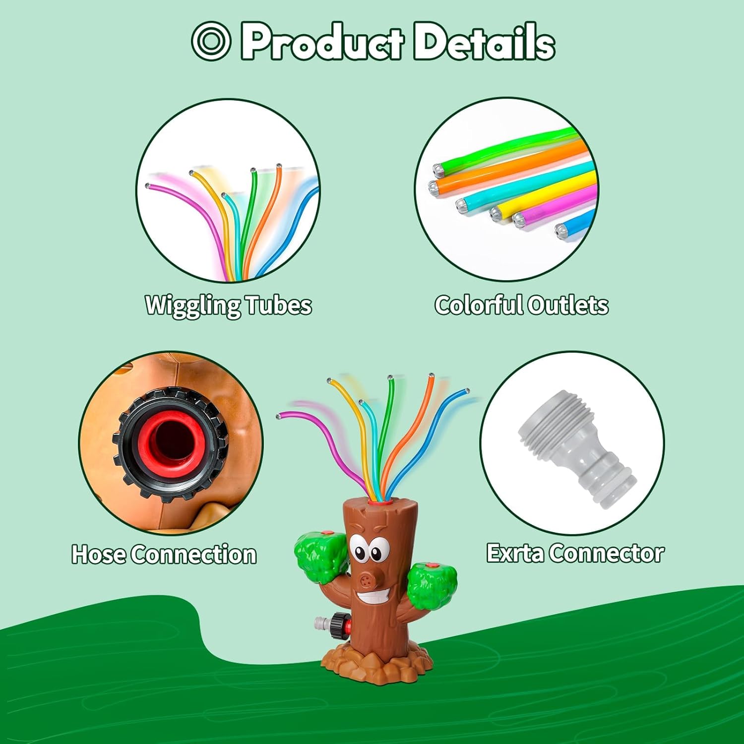 KASTWAVE Water Sprinkler for Kids, Summer Outside Toys Backyard Games with 6 Wiggle Tubes, Summer Sprinkler Toy for Lawn Backyard Outside Water Game for 3 4 5 6 7 8 Year Old Boys Girls Gift