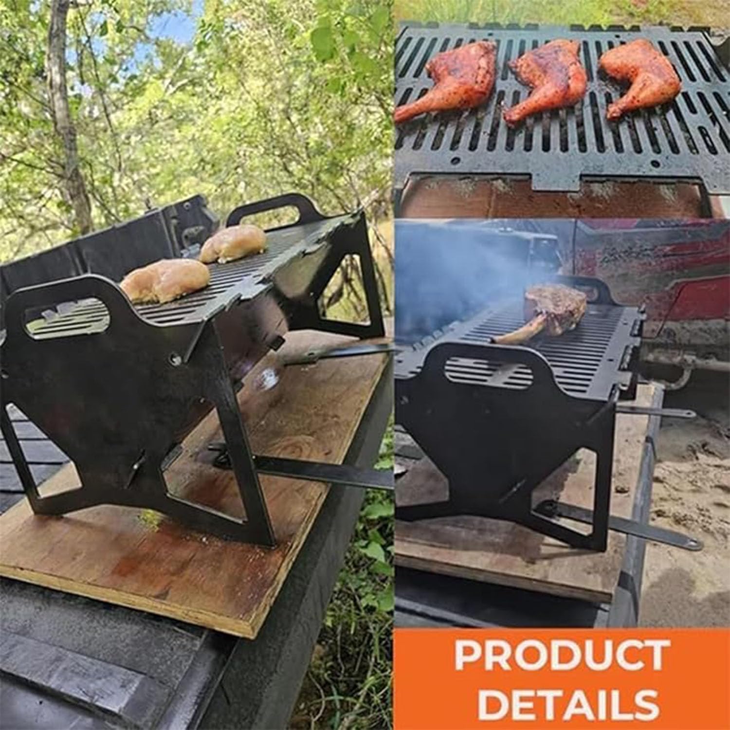 BBQ Grill,Slot Grill Portable BBQ,Portable For Camping Tailgating,Charcoal Barbecue Large Cooking Surface For Outdoor Cooking,Easy Setup Lightweight Design(40 * 22 * 25cm,Black)