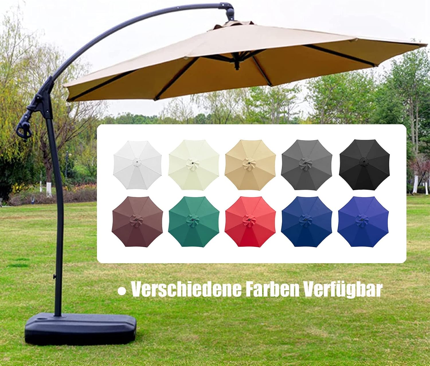 3m Replacement Outdoor Umbrella Canopy | 8-Rib | UPF 30+ Waterproof | Multiple Colours
