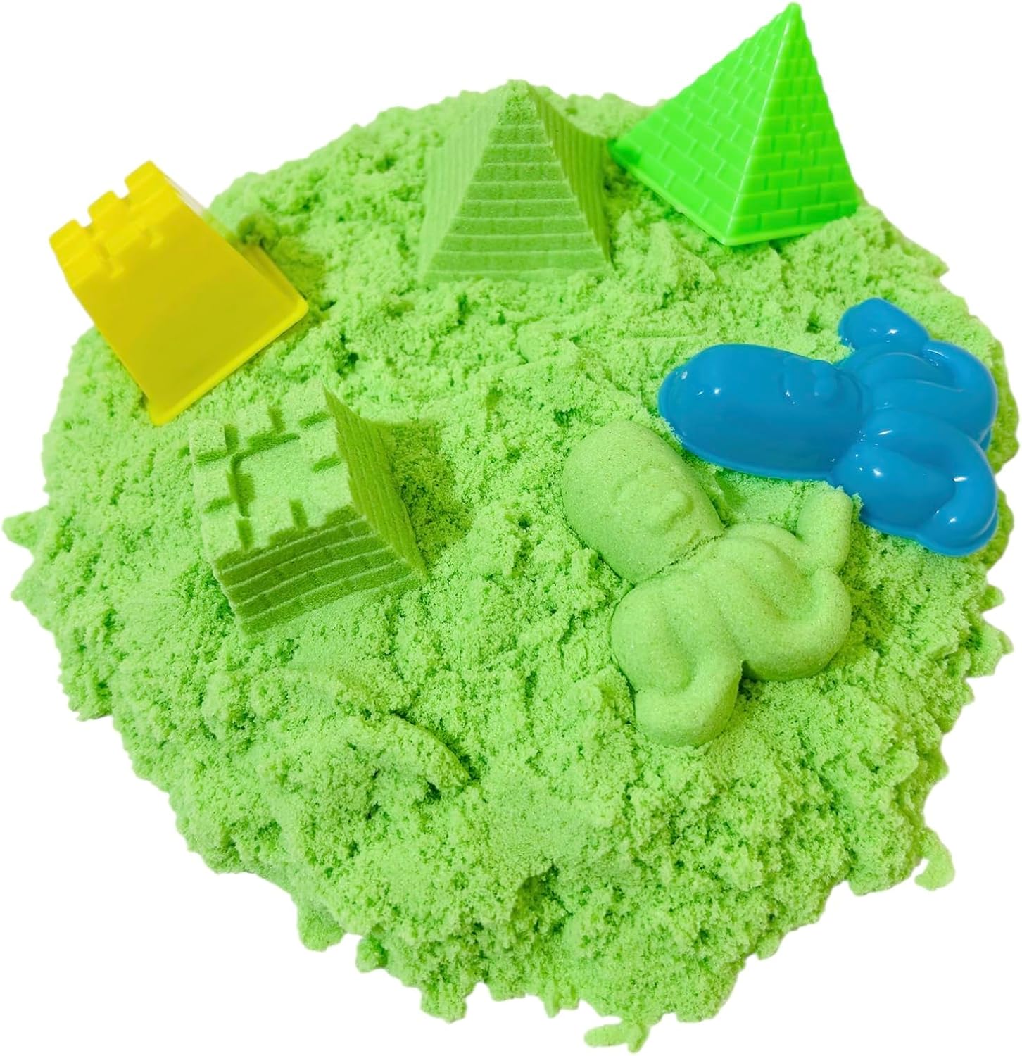 Play Sand Green Color 500gm LUCKY STARZZZ Non Sticky & Never Dries,Non-Toxic Quality Sand Bucket Comes With Different Shape Molds is Creative Fun For Kids (PSLS02 GreenSand 500gm)