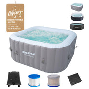 2-3 Person Square Inflatable Hot Tub - 130 Air Jets (Grey)
