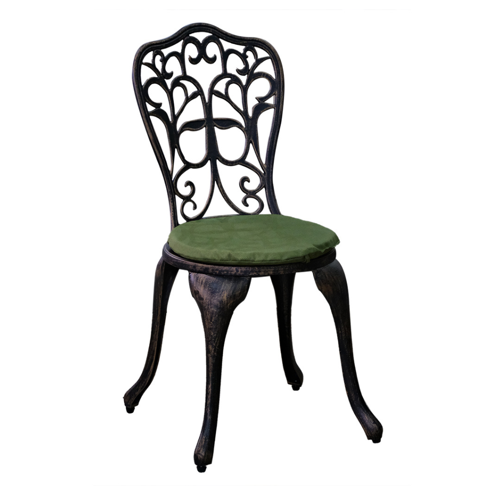 Cast aluminum brown balcony set by Casa Fiora, featuring elegant design and sturdy construction for outdoor use.