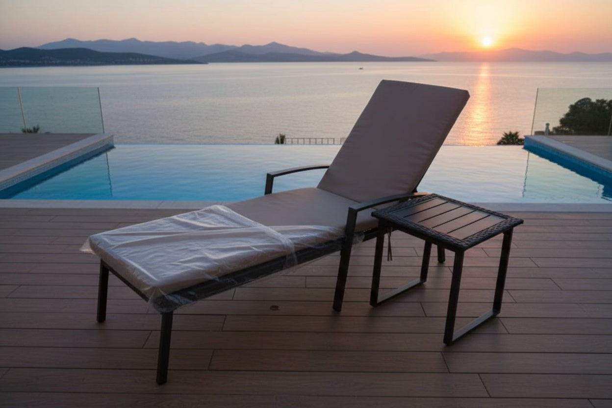 Premium Aluminum Outdoor Sunbed with Adjustable Backrest & Weather-Resistant Cushion