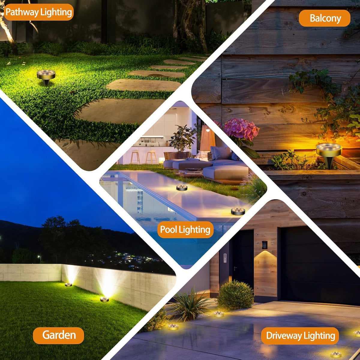 Outdoor solar ground spike light by The Outdoor Furniture Market, waterproof IP68, warm white glow for pathways and pools.