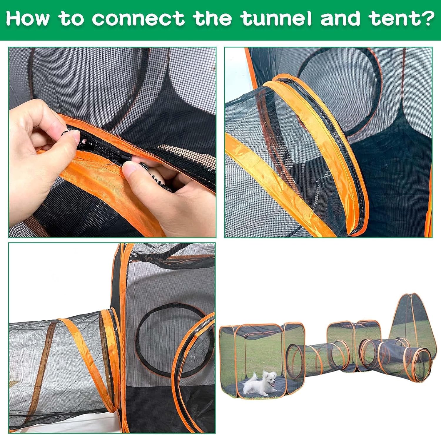 6-in-1 Outdoor Cat Enclosure with Tunnel - Modular Pet Playpen for Cats & Small Dogs