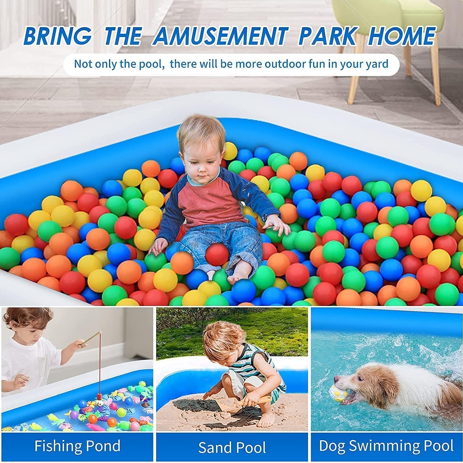 Autoysur Tiny Inflatable Pool 150cm - Baby & Toddler Pool 3-Layer - The Outdoor Furniture Market 